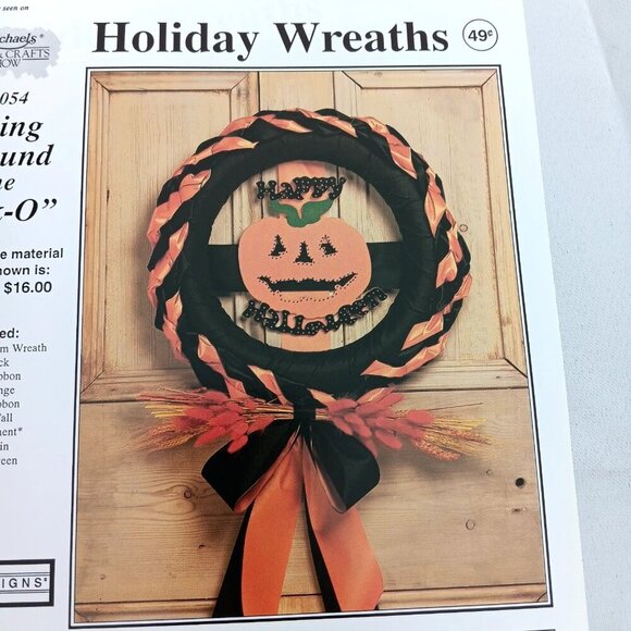 VTG 90s Halloween Wreath Pattern Instruction Lot Michaels Crafts Thanksgiving - Picture 11 of 13